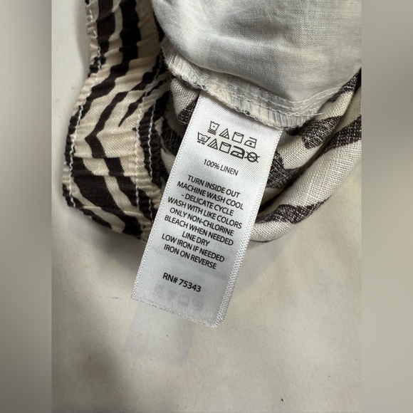 TAHARI Cream and brown zebra print 💯 Linen wide leg crop pants size XL - Picture 9 of 12